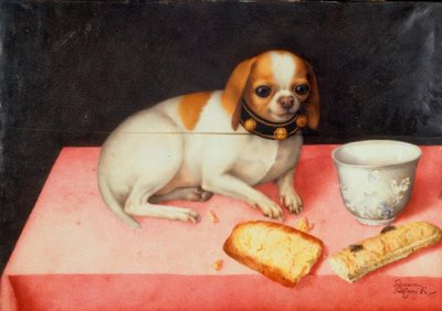 Hündchen mit Brotschnitte von Giovanna Garzoni